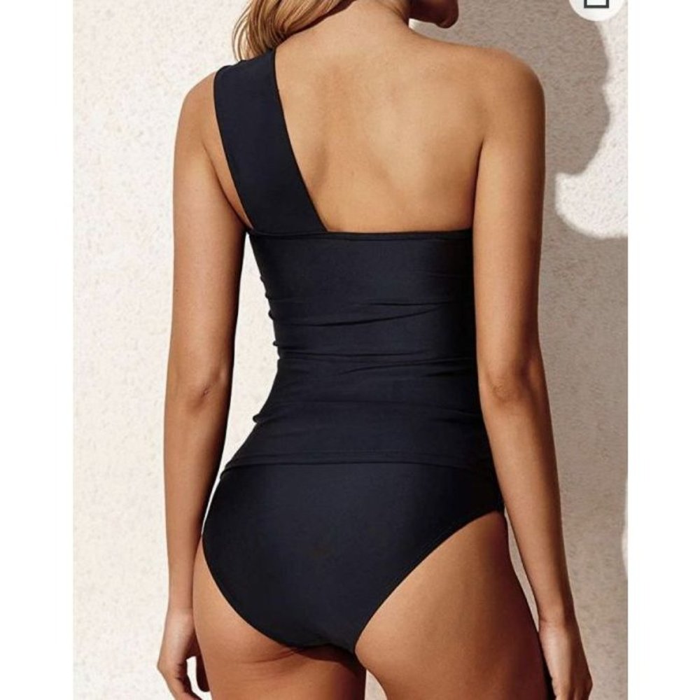 Tempt Me Ruched One Shoulder Tankini Set XS - Picture 4 of 5